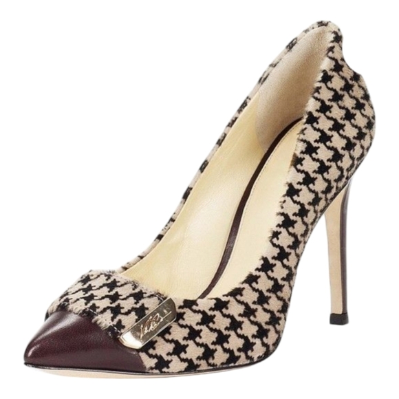 VINCE CAMUTO sz 9 STILETTO PORSPERA, BROWN HOUNDSTOOTH - Picture 16 of 16